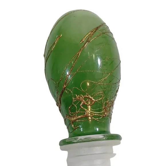 Antique French Glass Perfume Bottle Poss. Daum Nancy Jade Green 24k Gold Vintage - Picture 13 of 13